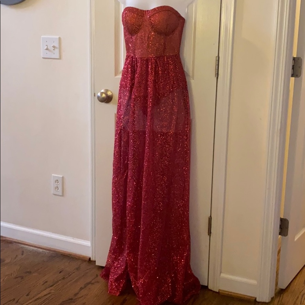 Red glitter body suit/dress